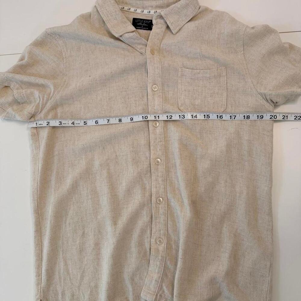 Little Bipsy Linen Blend Button-Up Shirt Men’s Small Oatmeal